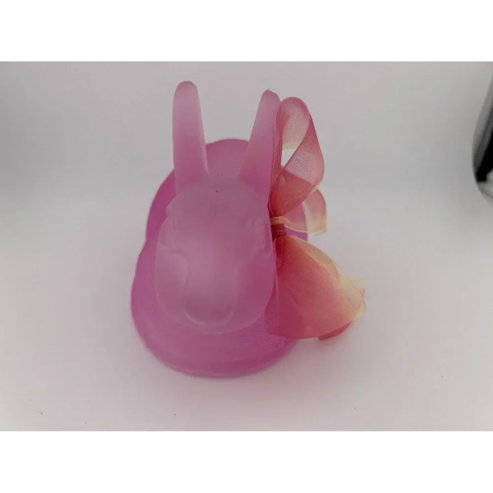 Pink Glass Easter Bunny Textured Decorative With Bow‎